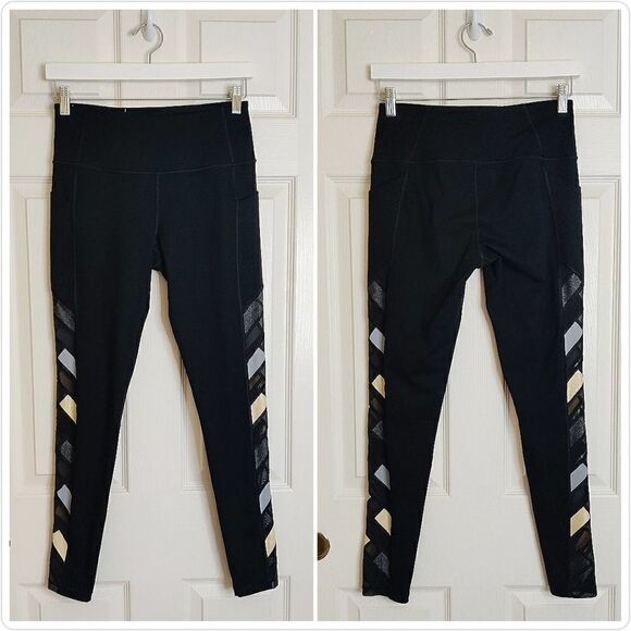 Victoria Sport Knockout Metallic Mesh Panel Tights sz M - Picture 2 of 9